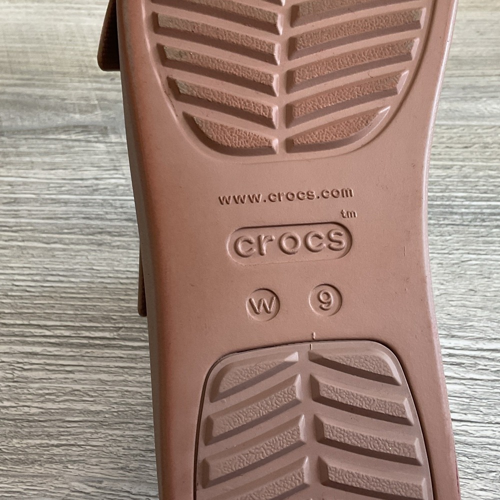 Crocs Lite Ride Beige Brooklyn Platform Sandals Mid Wedge Buckle Slide Women's 9 - Picture 14 of 15